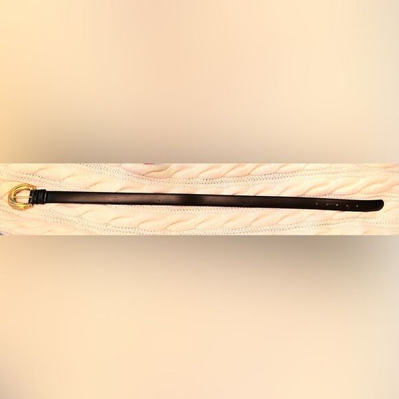 Vintage Milor 80’s Black Bonded Leather Belt Retro Art Deco Style, Size M/L - Picture 4 of 9